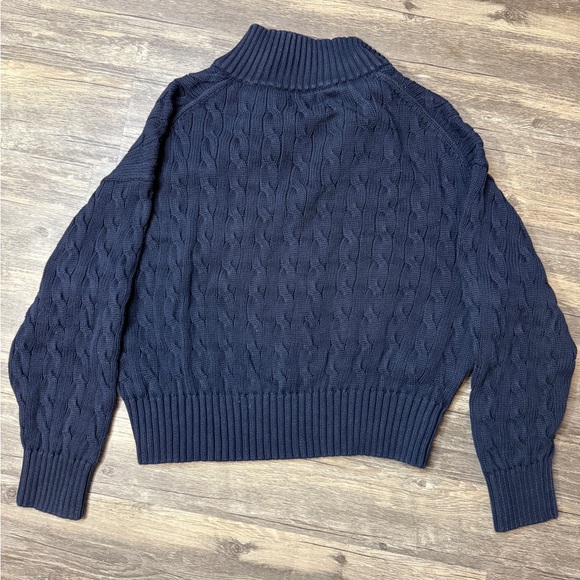 Ralph Lauren Dark Blue Cable-Knit Quarter Zip Sweater - Picture 7 of 11